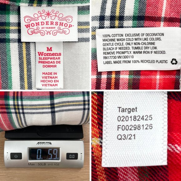 Wondershop Target Pajama Shirt Women Medium Flannel Plaid White Tartan Sleepwear - Picture 13 of 13
